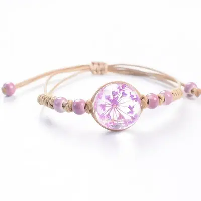 Bracelet fleur séchée violet