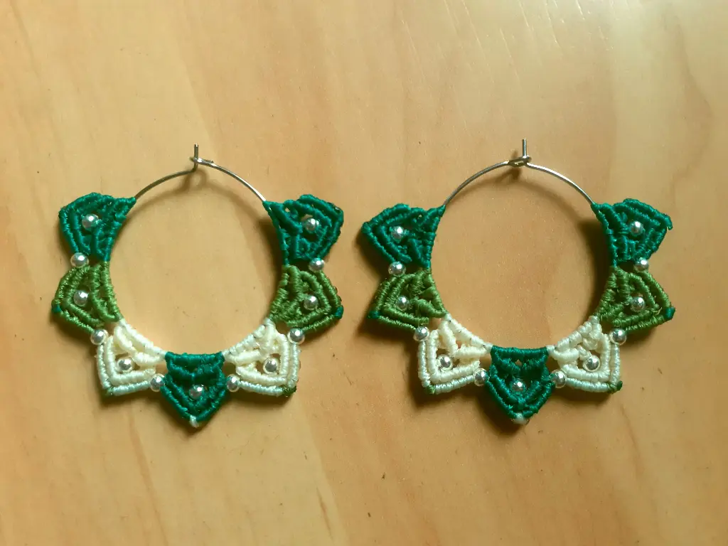 Créoles tricolores vert/argent