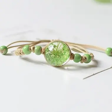 Bracelet fleur séchée vert